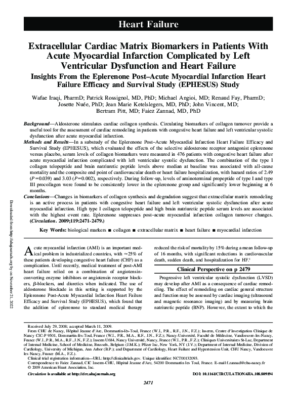 (PDF) Extracellular Cardiac Matrix Biomarkers in Patients With Acute ...