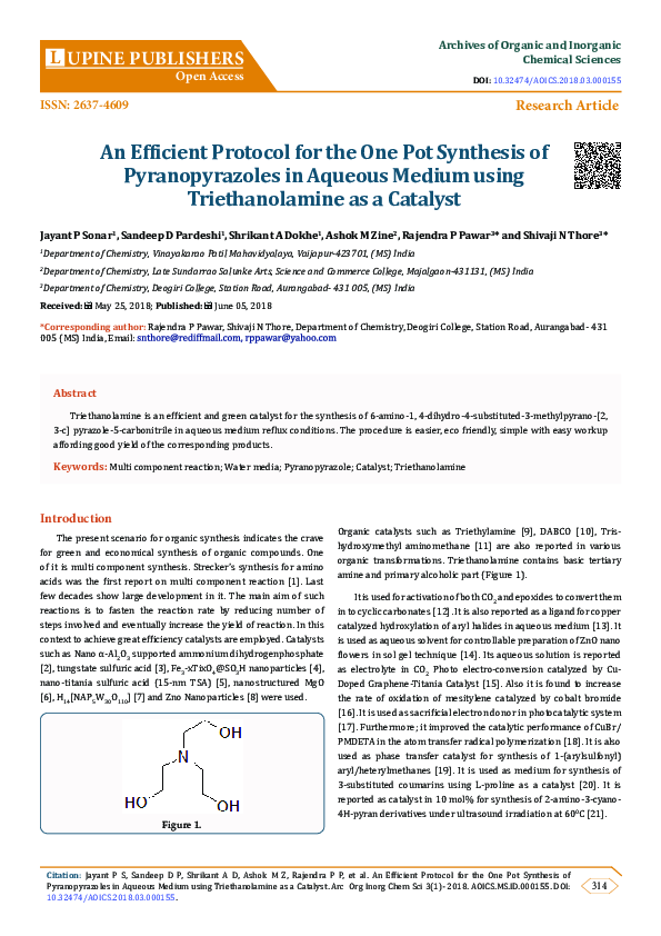 (PDF) An Efficient Protocol for the One Pot Synthesis of ...