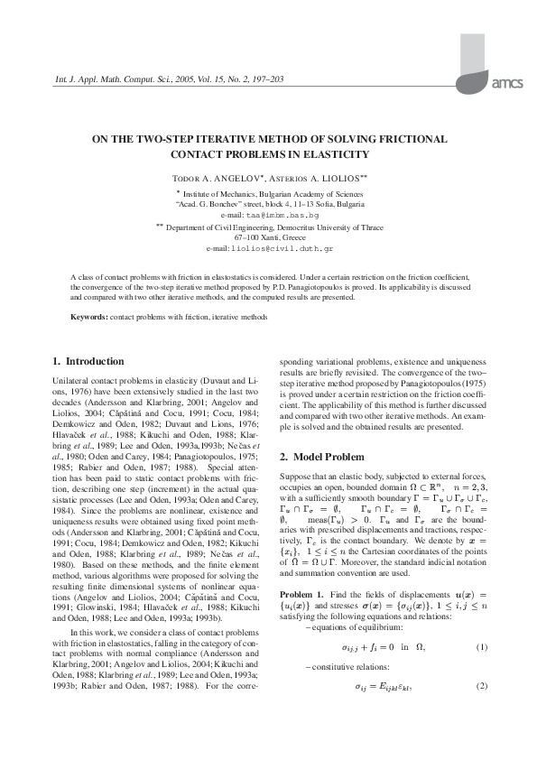 (PDF) On the two-step iterative method of solving frictional contact ...