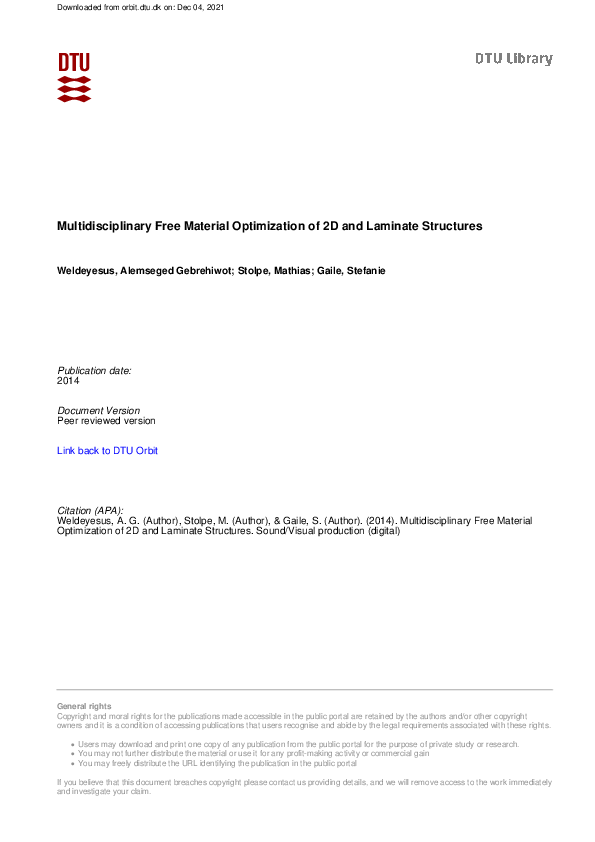 (PDF) Multidisciplinary Free Material Optimization of 2D and Laminate ...