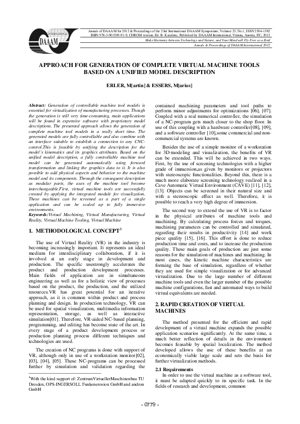 (PDF) Approach for Generation of Complete Virtual Machine Tools based ...