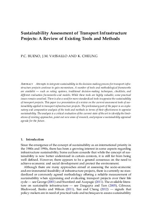 (PDF) Sustainability Assessment of Transport Infrastructure Projects: A ...