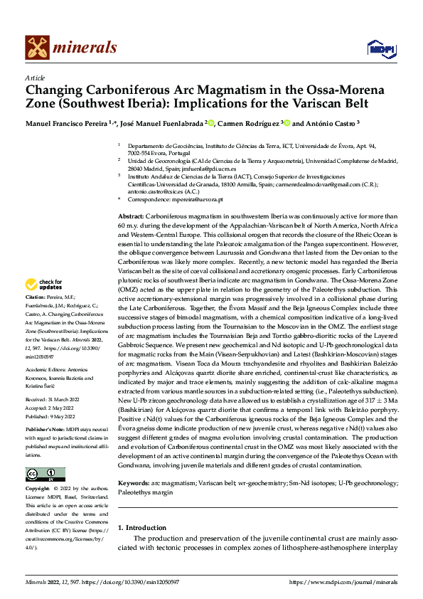 (PDF) Changing Carboniferous Arc Magmatism in the Ossa-Morena Zone ...