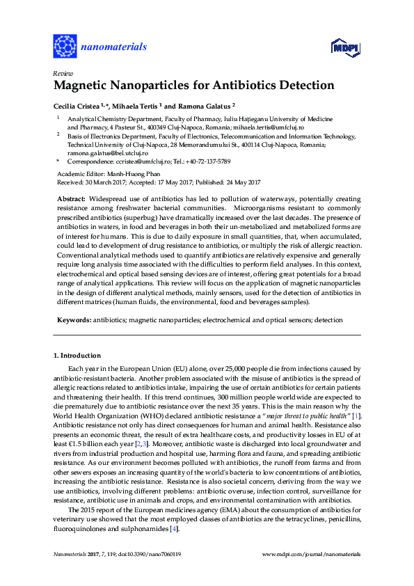 (PDF) Magnetic Nanoparticles for Antibiotics Detection