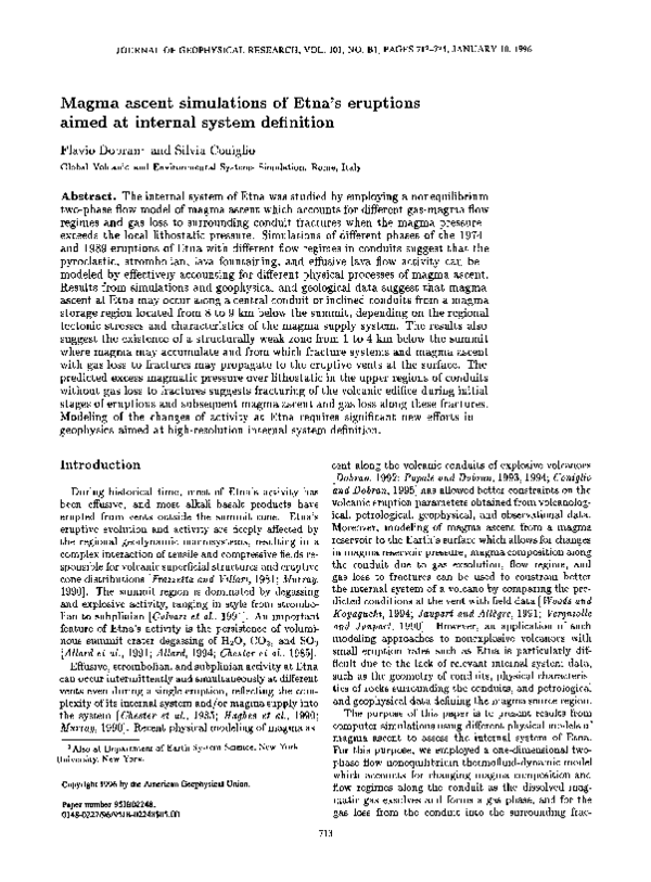 (PDF) Magma ascent simulations of Etna's eruptions aimed at internal ...