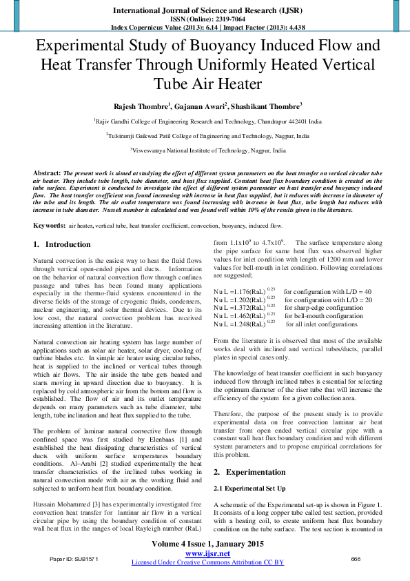 (PDF) Experimental Study of Buoyancy Induced Flow and Heat Transfer ...