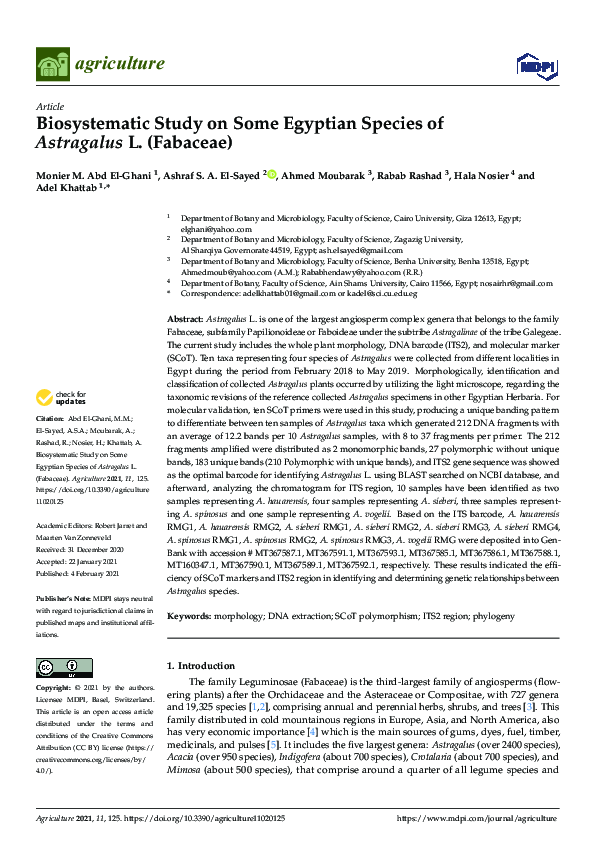(PDF) Biosystematic Study on Some Egyptian Species of Astragalus L ...