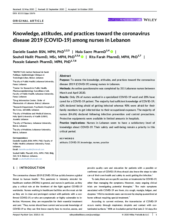 (PDF) Knowledge, Attitudes, and Practices Toward the Coronavirus ...