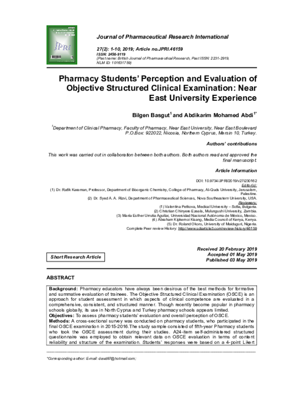 (PDF) Pharmacy Students’ Perception and Evaluation of Objective ...