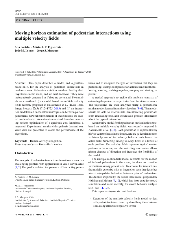(PDF) Moving horizon estimation of pedestrian interactions based on ...