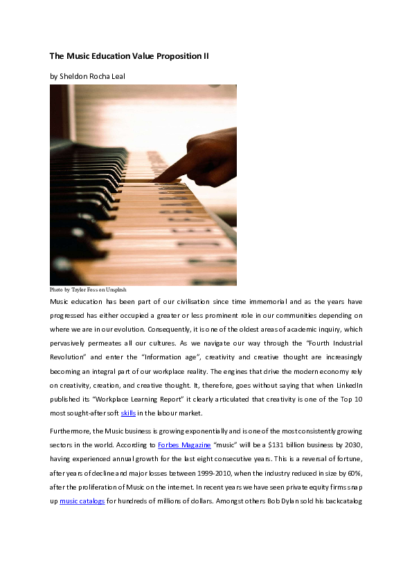 (PDF) The Music Education Value Proposition II