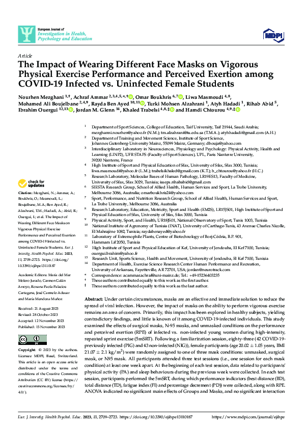 (PDF) The Impact of Wearing Different Face Masks on Vigorous Physical ...