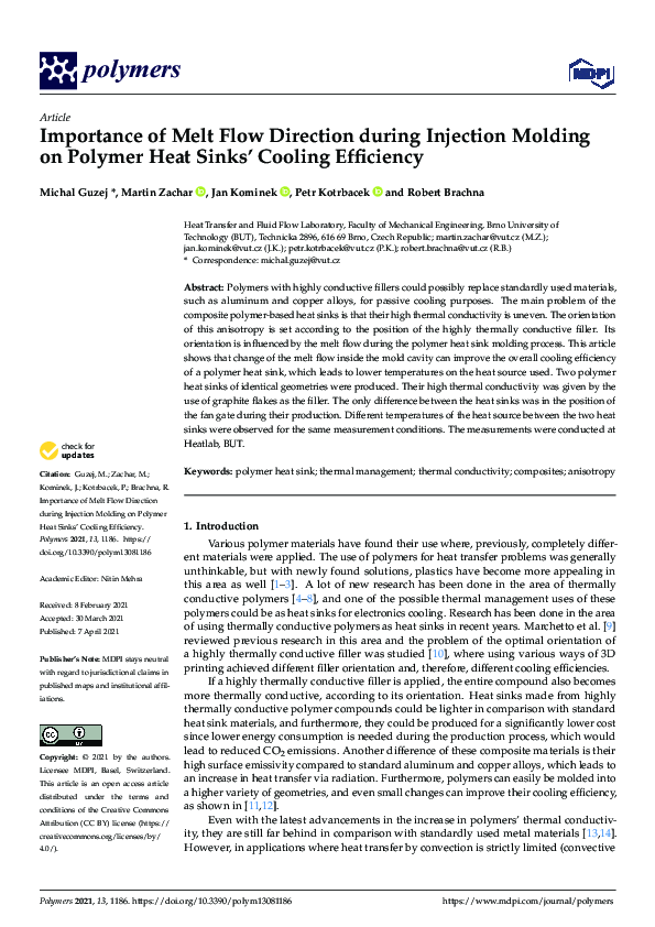 (PDF) Importance of Melt Flow Direction during Injection Molding on ...