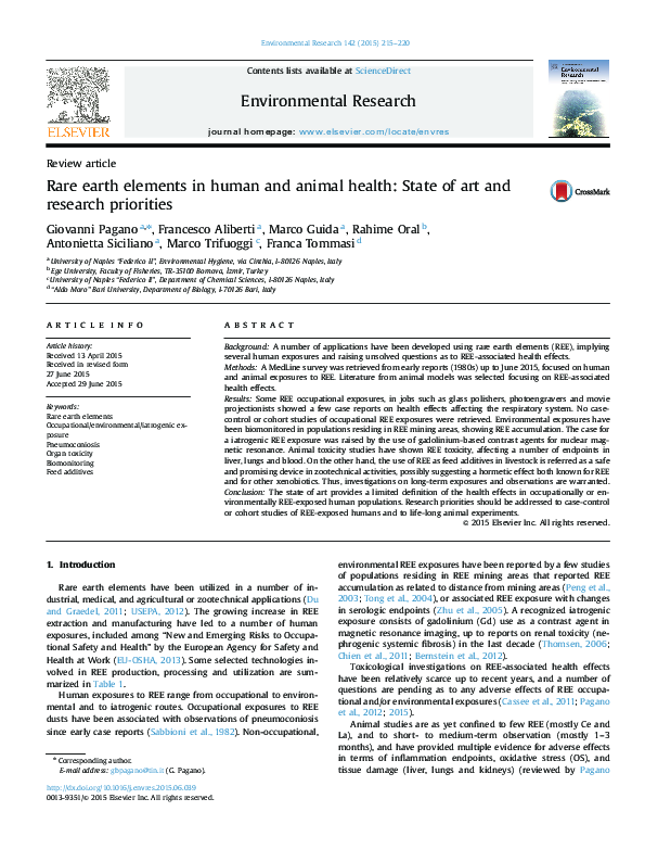 (PDF) Rare earth elements in human and animal health: State of art and ...