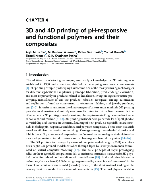 (PDF) 3D and 4D Printing of Polymer Nanocomposite Materials