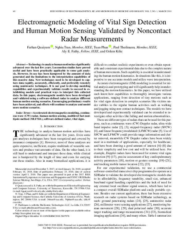 (PDF) Electromagnetic Modeling of Vital Sign Detection and Human Motion ...