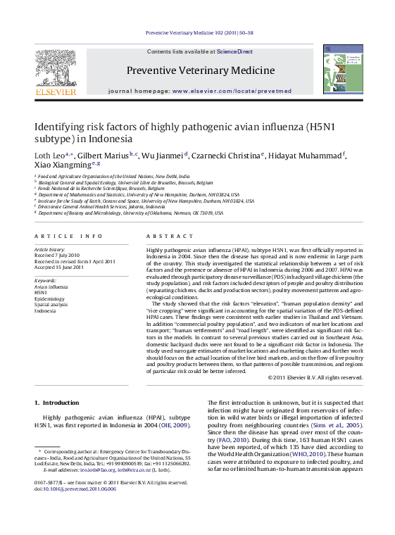 (PDF) Identifying risk factors of highly pathogenic avian influenza ...
