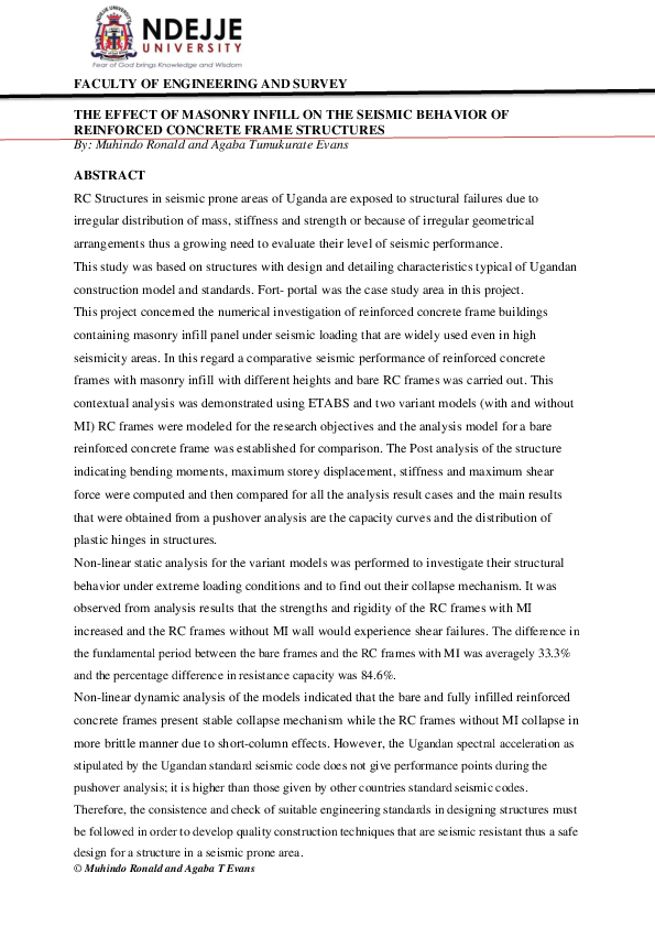 (PDF) THE EFFECT OF MASONRY INFILL ON THE SEISMIC BEHAVIOR OF ...