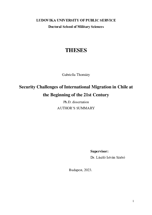 (PDF) Security Challenges of International Migration in Chile at the ...