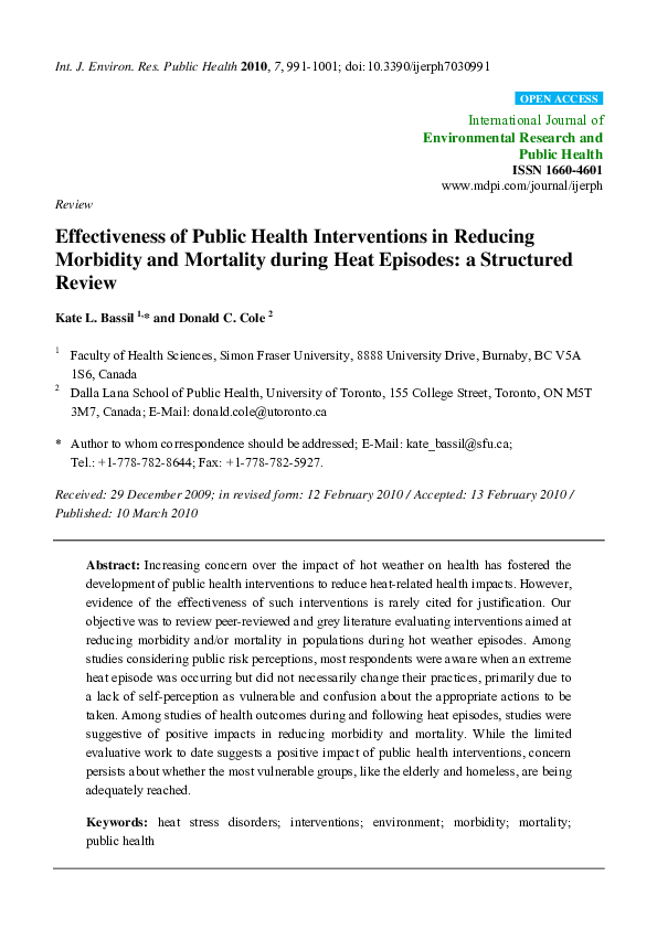 (PDF) Effectiveness of Public Health Interventions in Reducing ...