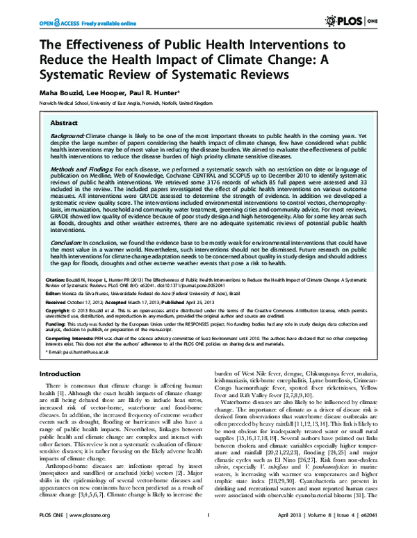 (PDF) The Effectiveness of Public Health Interventions to Reduce the ...