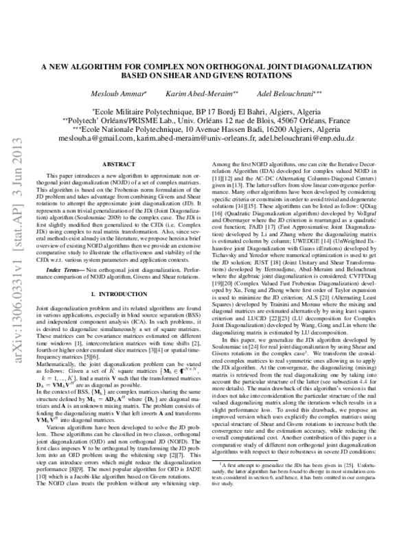 (PDF) A New Algorithm for Complex Non-Orthogonal Joint Diagonalization ...