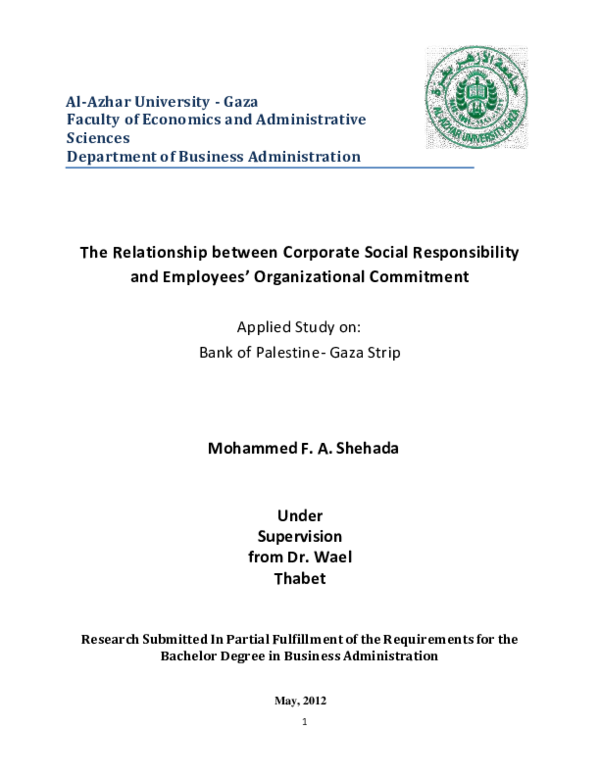 (PDF) The Relationship between Corporate Social Responsibility and ...