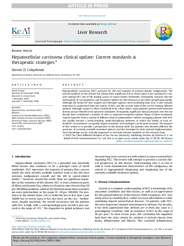 (PDF) Hepatocellular carcinoma clinical update: Current standards and ...