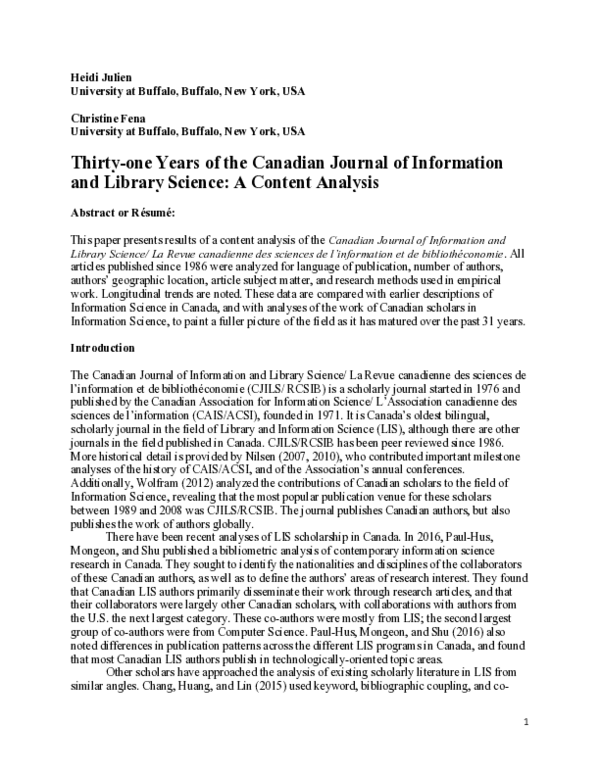 (PDF) Thirty-one Years of the Canadian Journal of Information and ...