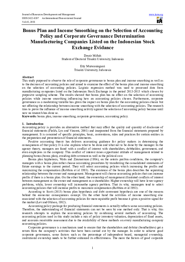 (PDF) Bonus Plan and Income Smoothing on the Selection of Accounting ...