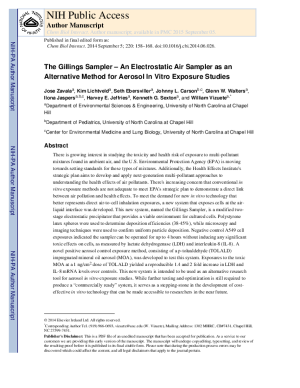 (PDF) The Gillings Sampler – An electrostatic air sampler as an ...
