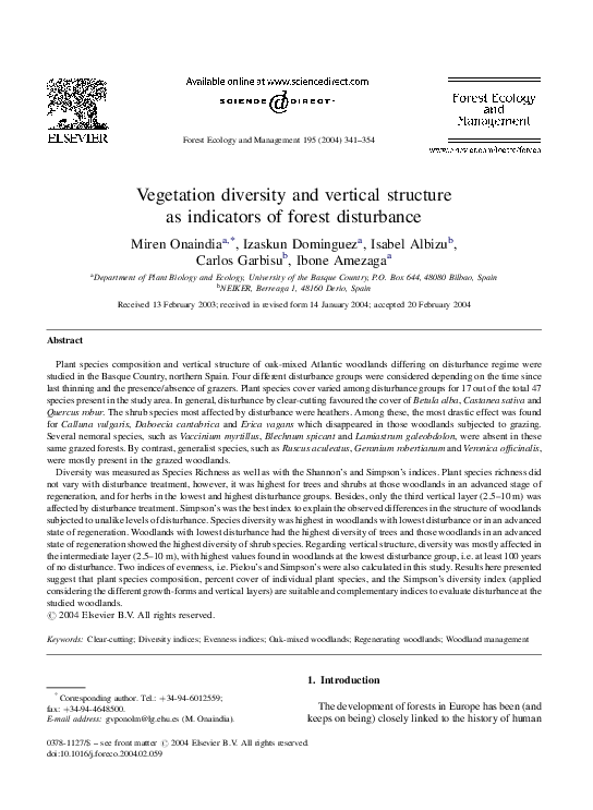 (PDF) Vegetation diversity and vertical structure as indicators of ...