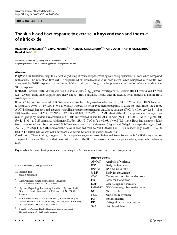 (PDF) The skin blood flow response to exercise in boys and men and the ...