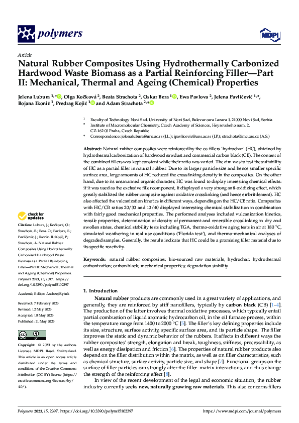 (PDF) Natural Rubber Composites Using Hydrothermally Carbonized ...