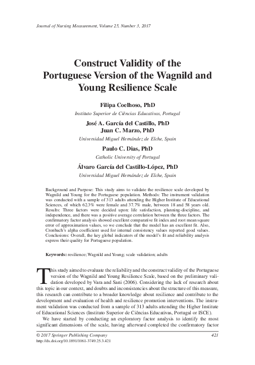 (PDF) Construct Validity of the Portuguese Version of the Wagnild and ...