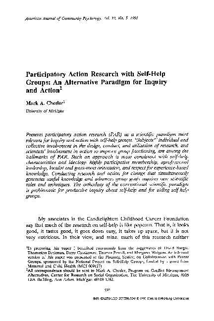 (PDF) Participatory action research with self-help groups: An ...