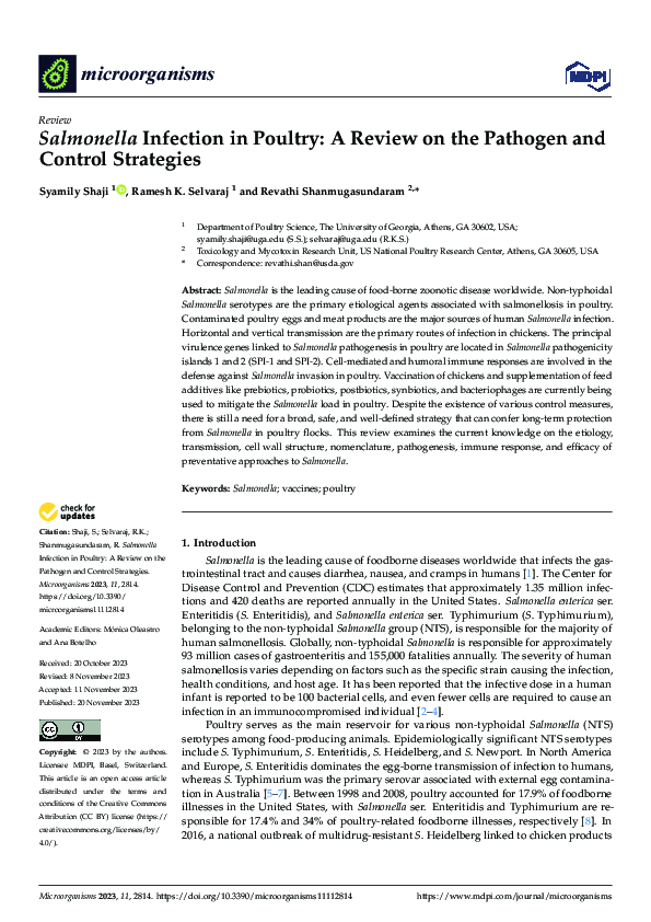 (PDF) Salmonella Infection in Poultry: A Review on the Pathogen and ...