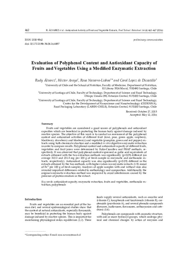 (PDF) Evaluation of Polyphenol Content and Antioxidant Capacity of ...