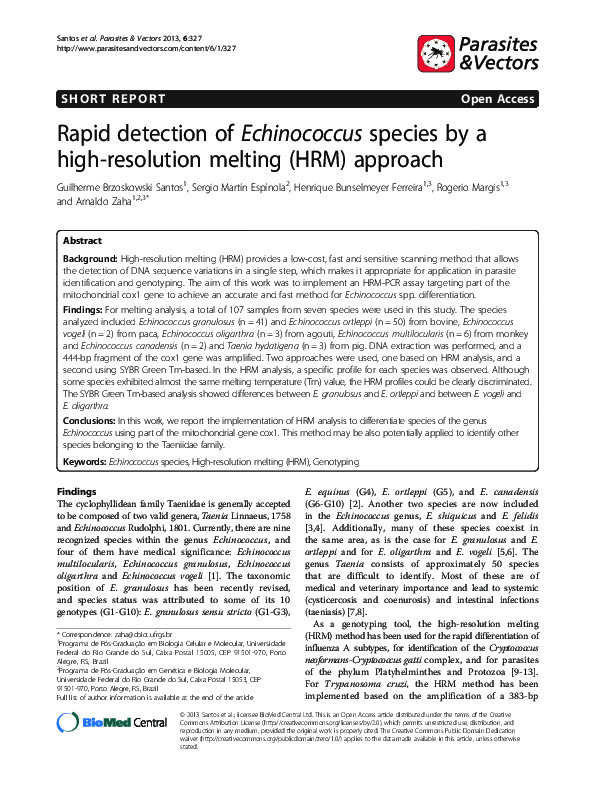 (PDF) Rapid detection of Echinococcus species by a high-resolution ...