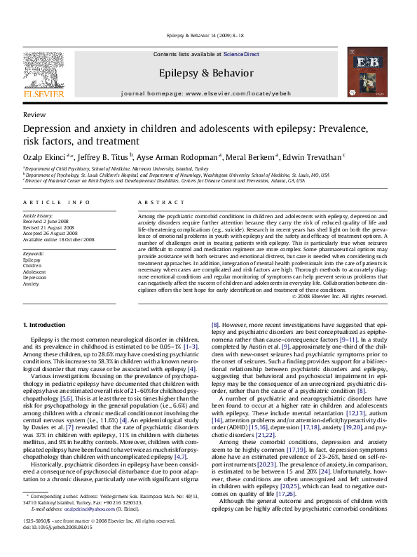 (PDF) Depression and anxiety in children and adolescents with epilepsy ...