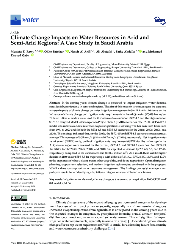 (PDF) Climate Change Impacts on Water Resources in Arid and Semi-Arid ...