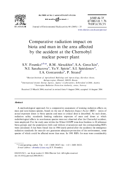 (PDF) Comparative radiation impact on biota and man in the area ...