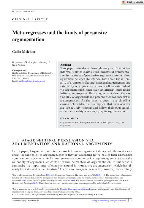 (PDF) Meta-regresses and the limits of persuasive argumentation