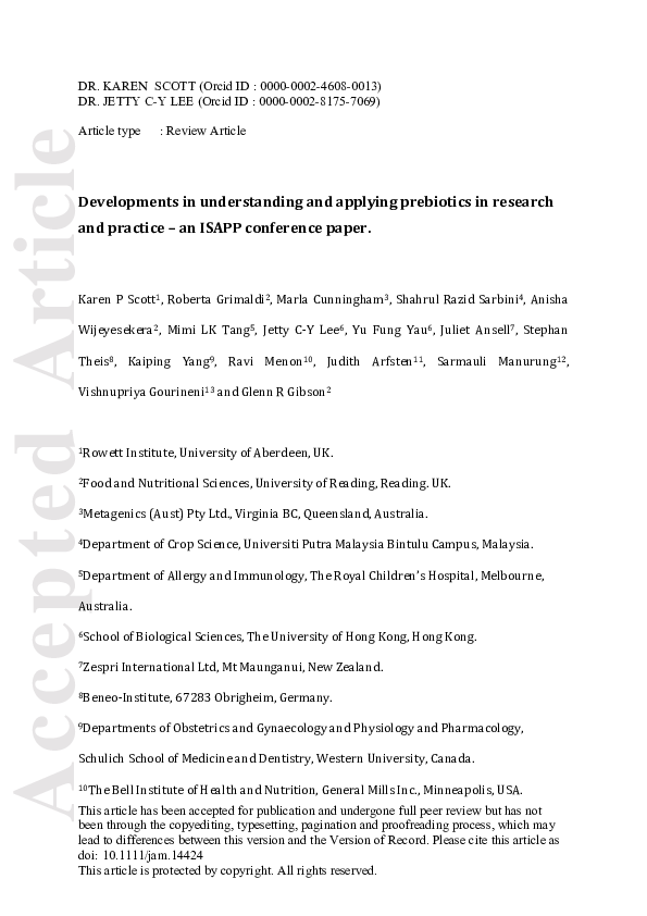(PDF) Developments in understanding and applying prebiotics in research ...