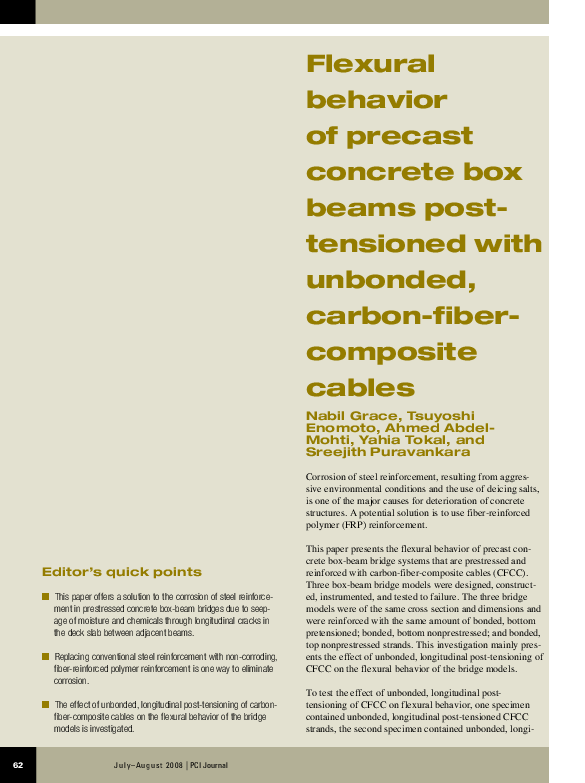 (PDF) Flexural behavior of precast concrete box beams posttensioned ...