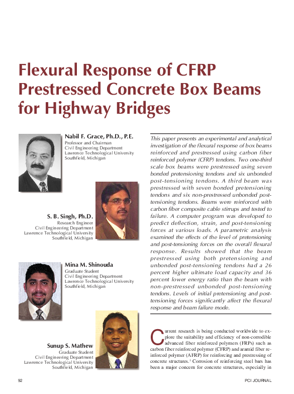 (PDF) Flexural Response of CFRP Prestressed Concrete Box Beams for ...