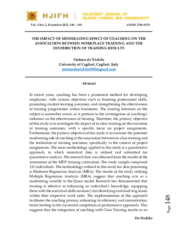 (PDF) THE IMPACT OF MODERATING EFFECT OF COACHING ON THE ASSOCIATION ...