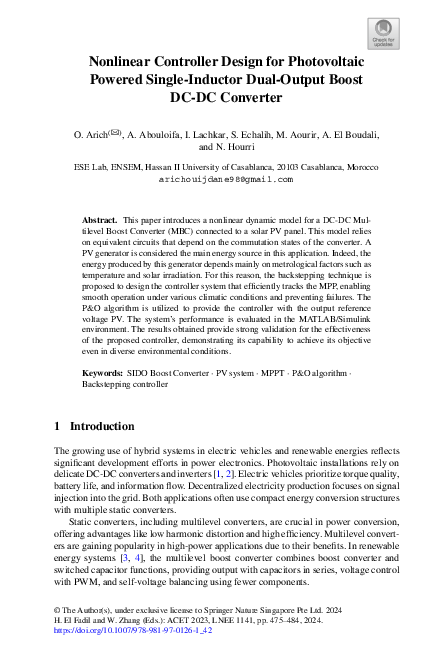 (PDF) Nonlinear Controller Design for Photovoltaic Powered Single ...