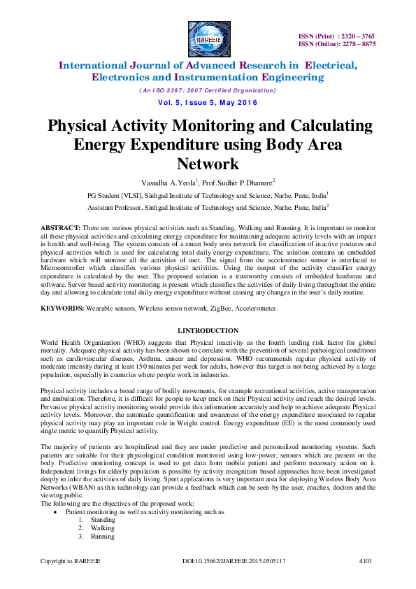 (PDF) Physical Activity Monitoring and Calculating Energy Expenditure ...