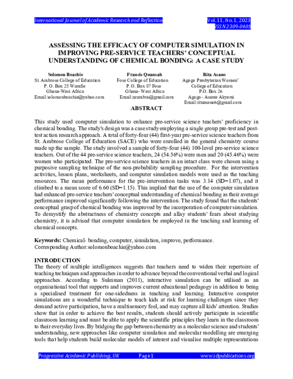 (PDF) ASSESSING THE EFFICACY OF COMPUTER SIMULATION IN IMPROVING PRE ...